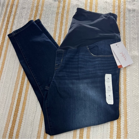 NWT Over The Belly Dark Wash Skinny Maternity Jeans -Dark Wash Size 16 - Picture 5 of 12